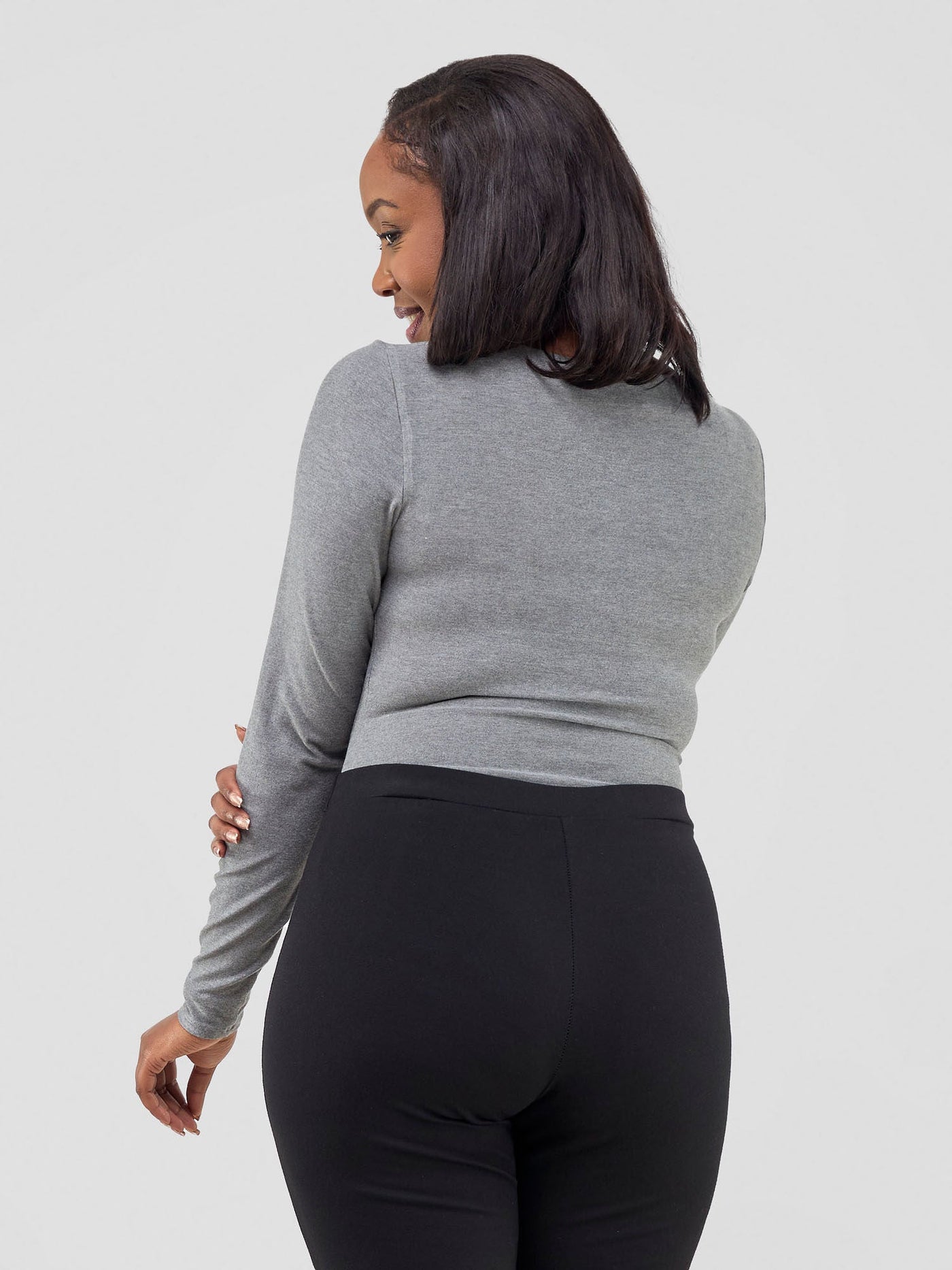 Basic Long Sleeve Bodysuit (Seamless) - Grey