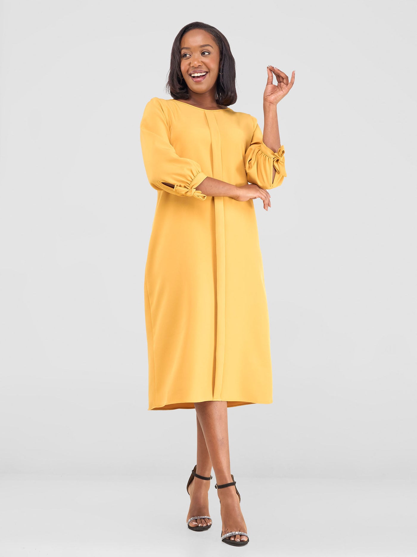 Vivo Paji 3/4 Sleeve Shift Dress (Tall) - Mustard