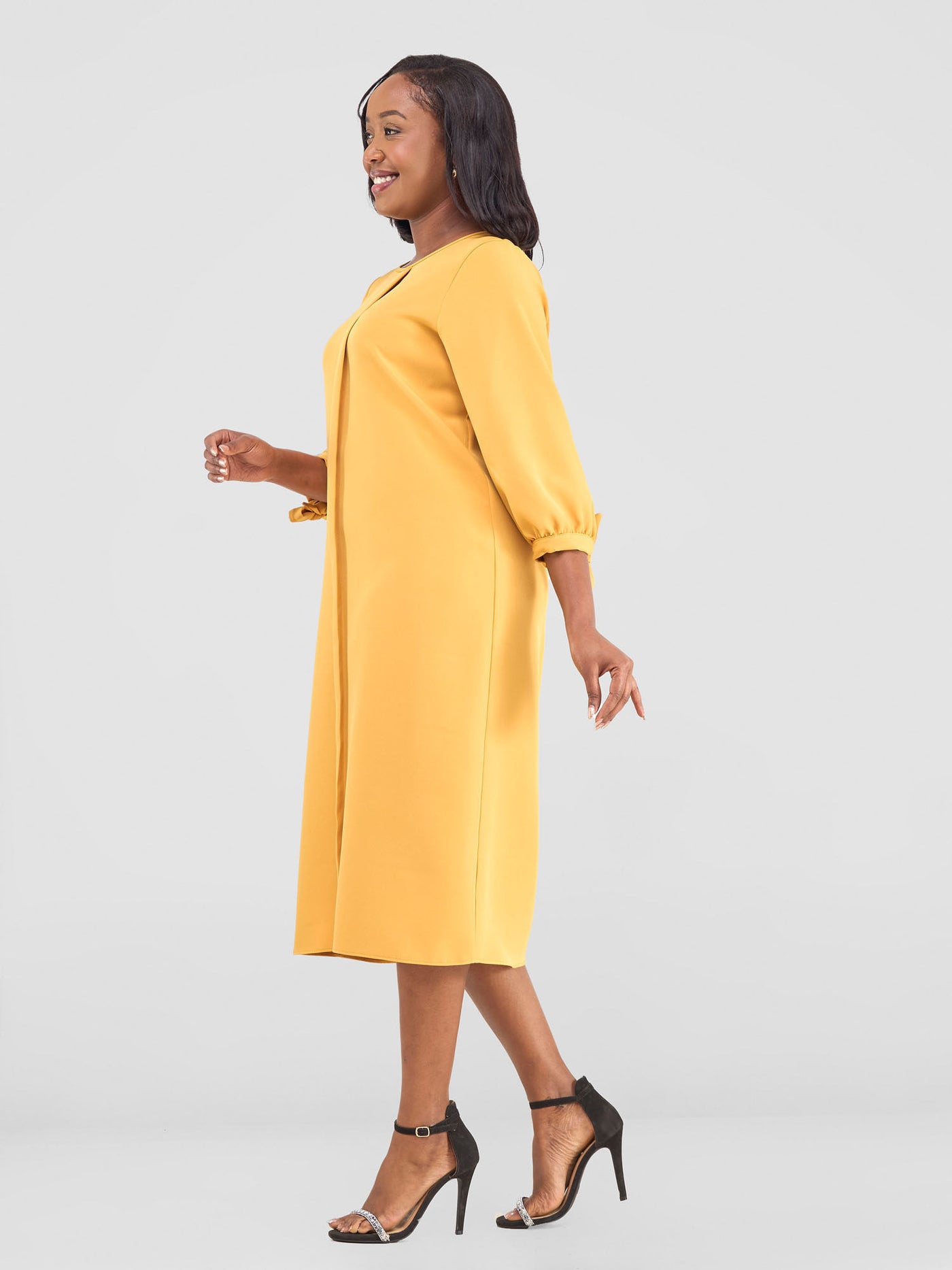 Vivo Paji 3/4 Sleeve Shift Dress (Tall) - Mustard