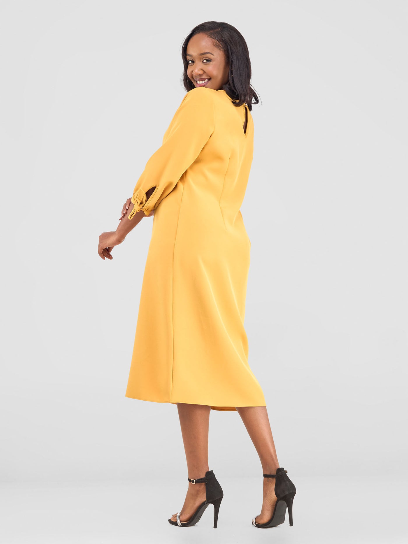 Vivo Paji 3/4 Sleeve Shift Dress (Tall) - Mustard