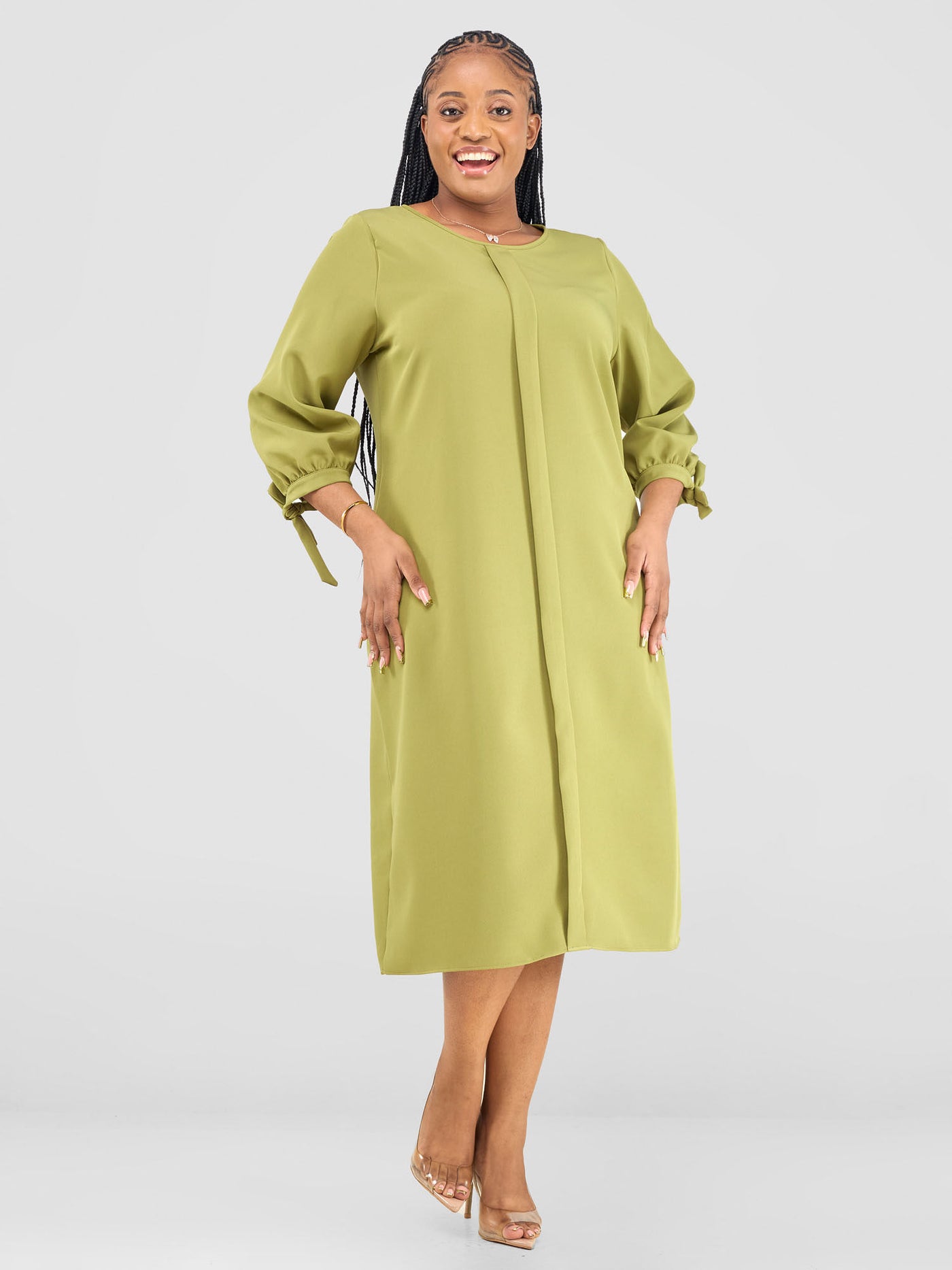 Vivo Paji 3/4 Sleeve Shift Dress (Tall) - Olive