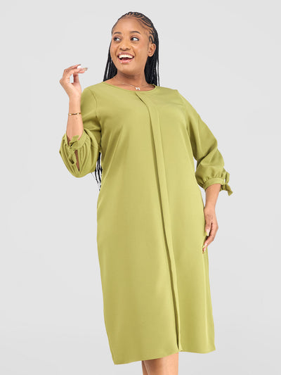 Vivo Paji 3/4 Sleeve Shift Dress (Tall) - Olive