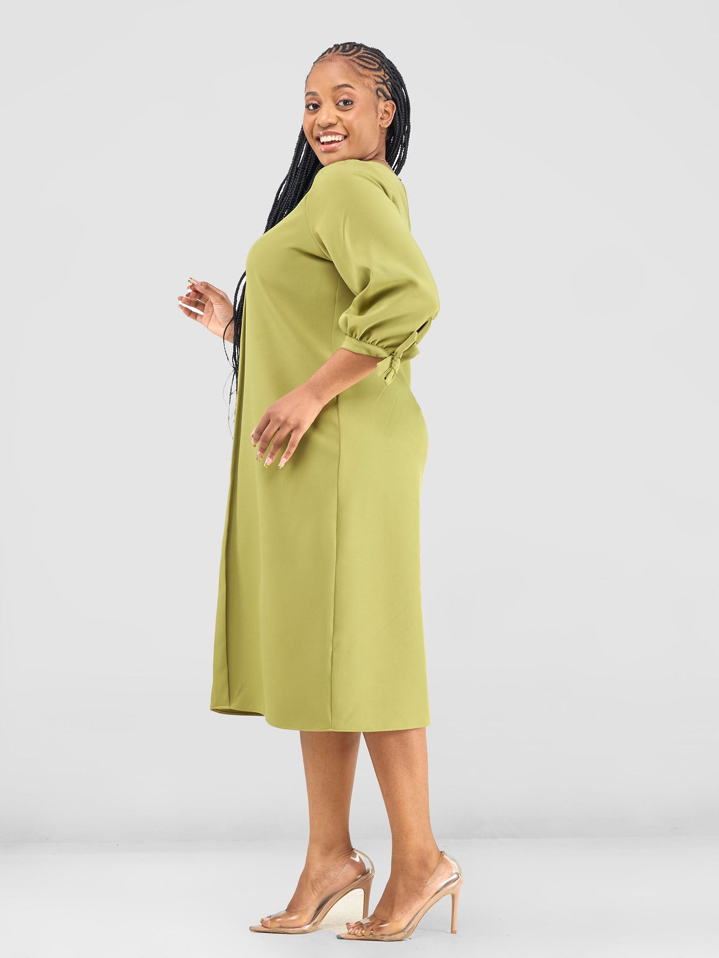 Vivo Paji 3/4 Sleeve Shift Dress (Tall) - Olive