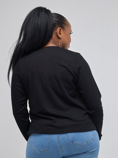 Vivo Short Side Pleat  Sweater - Black