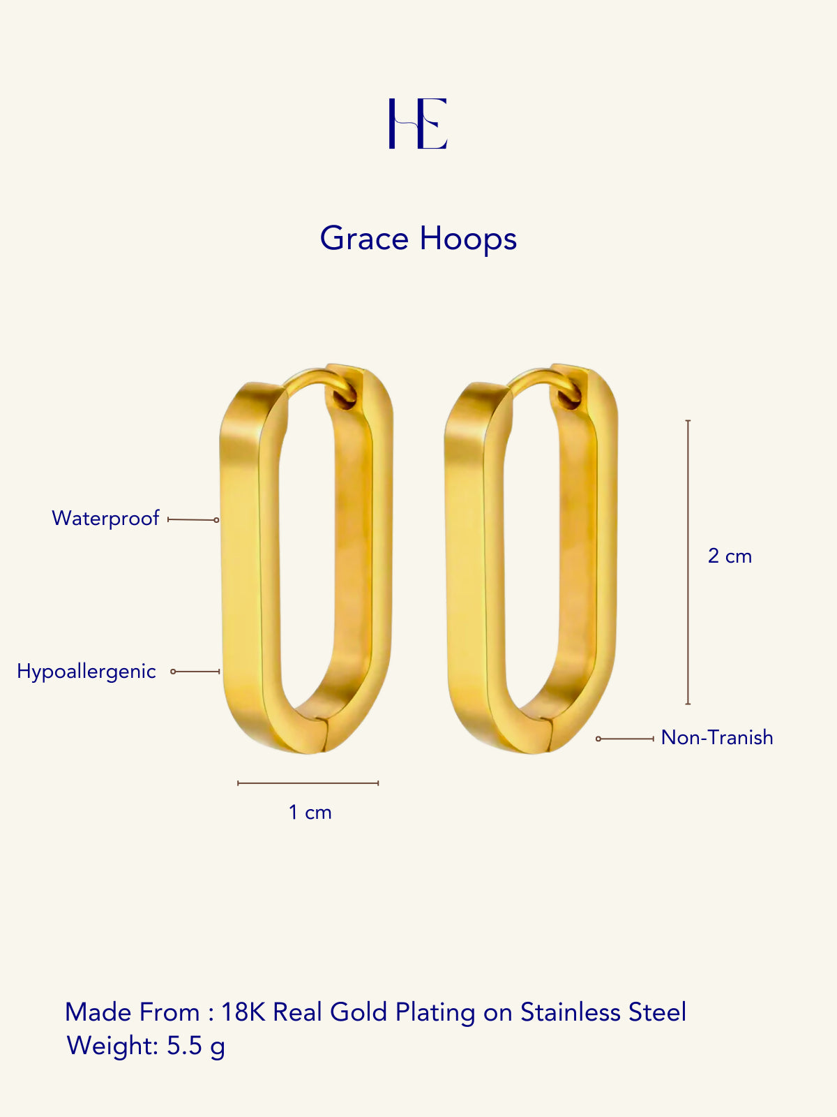 Her Essence Waterproof Grace Earring - Gold