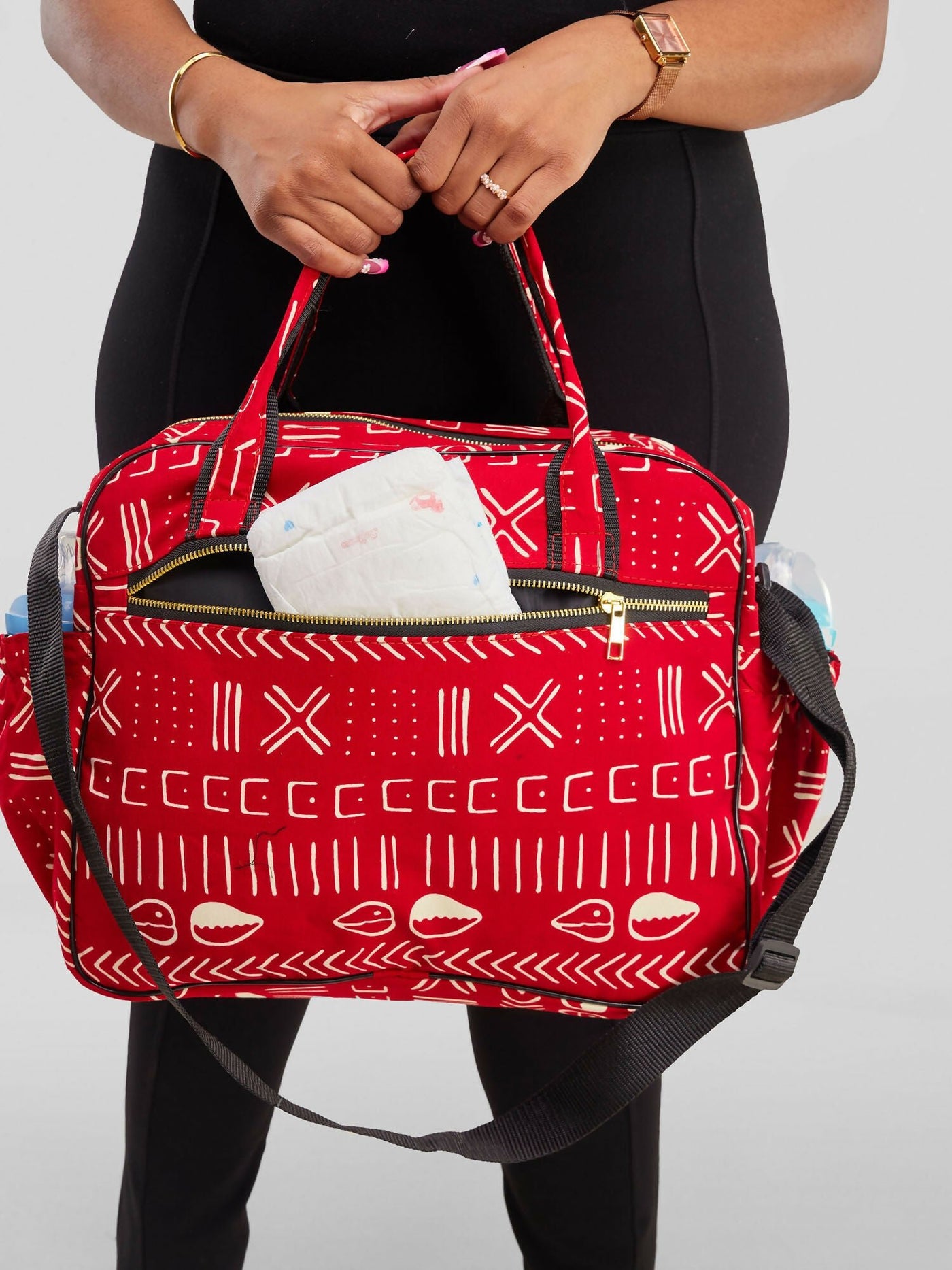 Ankara Artifacts Tribal Red Tolu Bag - White / Red - Shopzetu