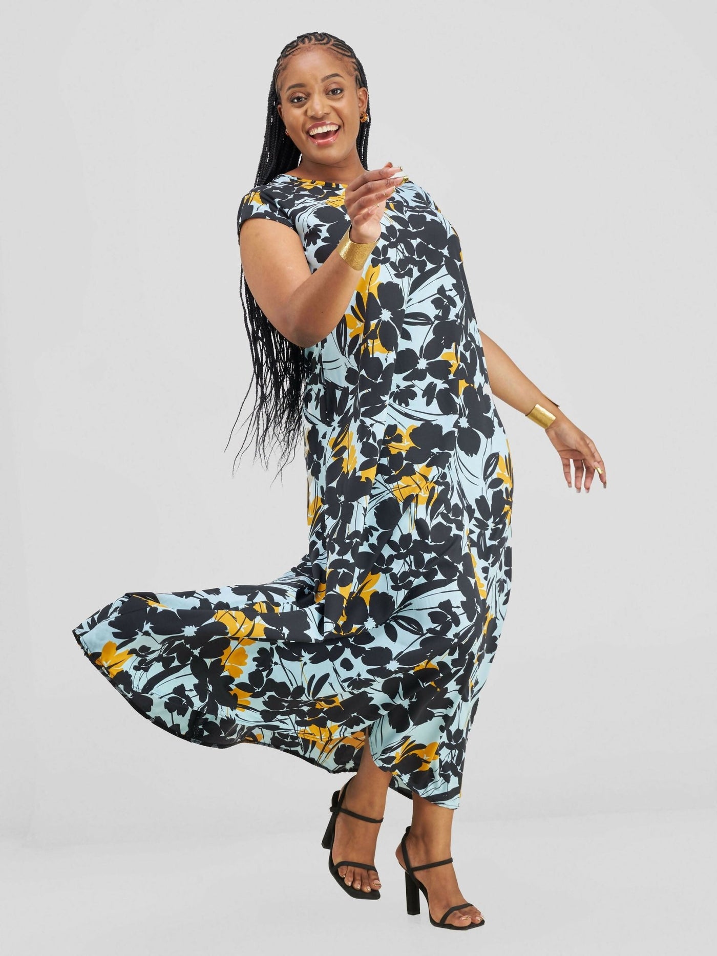 Lizola Elle Maxi Dress - Blue / Yellow - Shopzetu