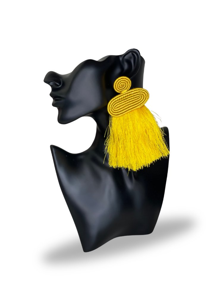 Tuli Liana Tassel Earring - Yellow - Shopzetu