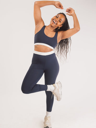 Vivo X This Is Essential Leggings - Navy Blue / White - Shopzetu