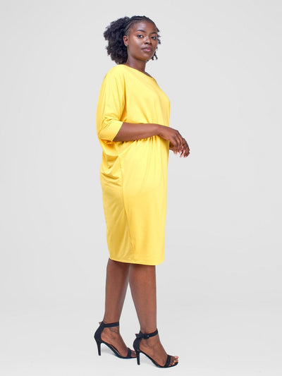 Vivo Hisi Dolman Knee Length Dress - Yellow - Shopzetu