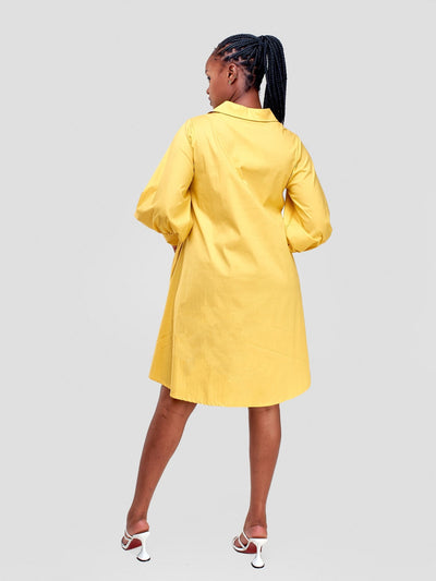 Hawi Bishop Sleeve Tent Shirt Dress - Mustard - Shopzetu