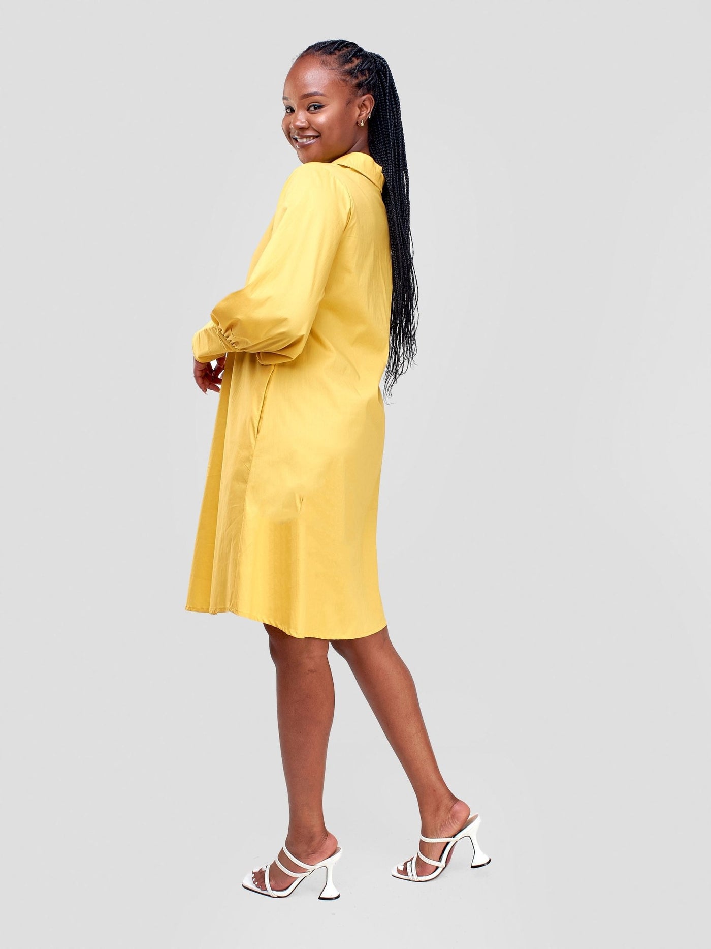 Hawi Bishop Sleeve Tent Shirt Dress - Mustard - Shopzetu