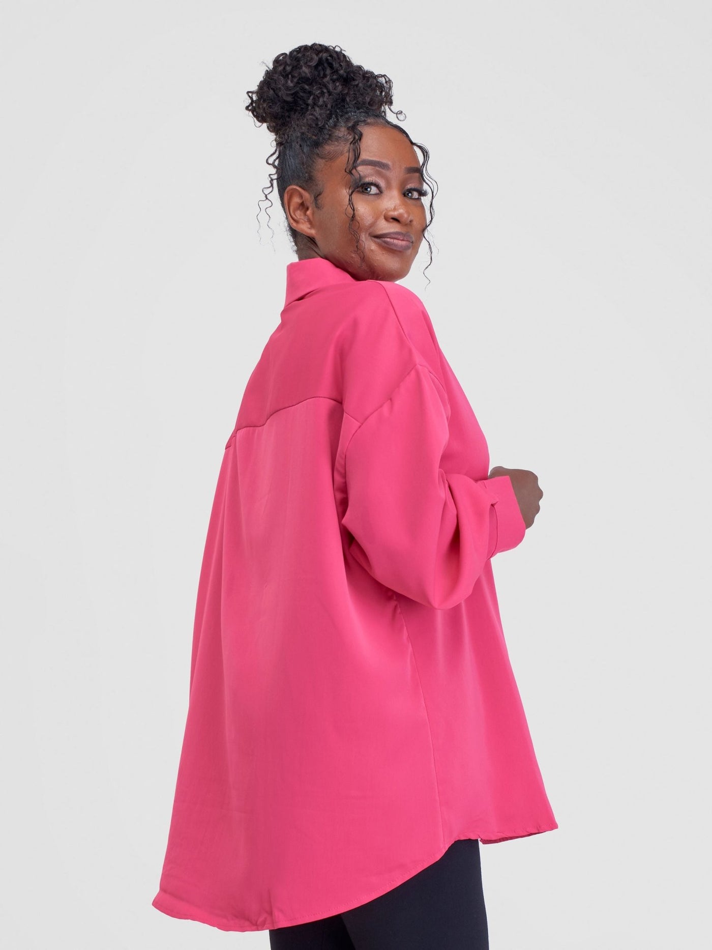 Alara Button down Long Sleeve Shirt - Pink - Shopzetu