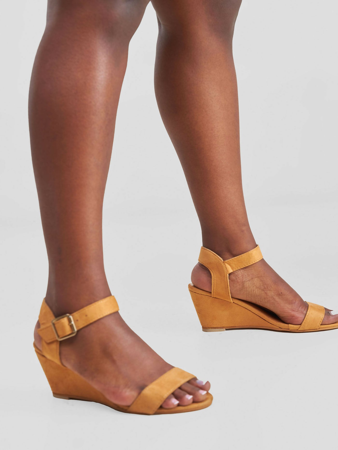 Modern Shop Collection Open Wedge Chunky Heel - Mustard