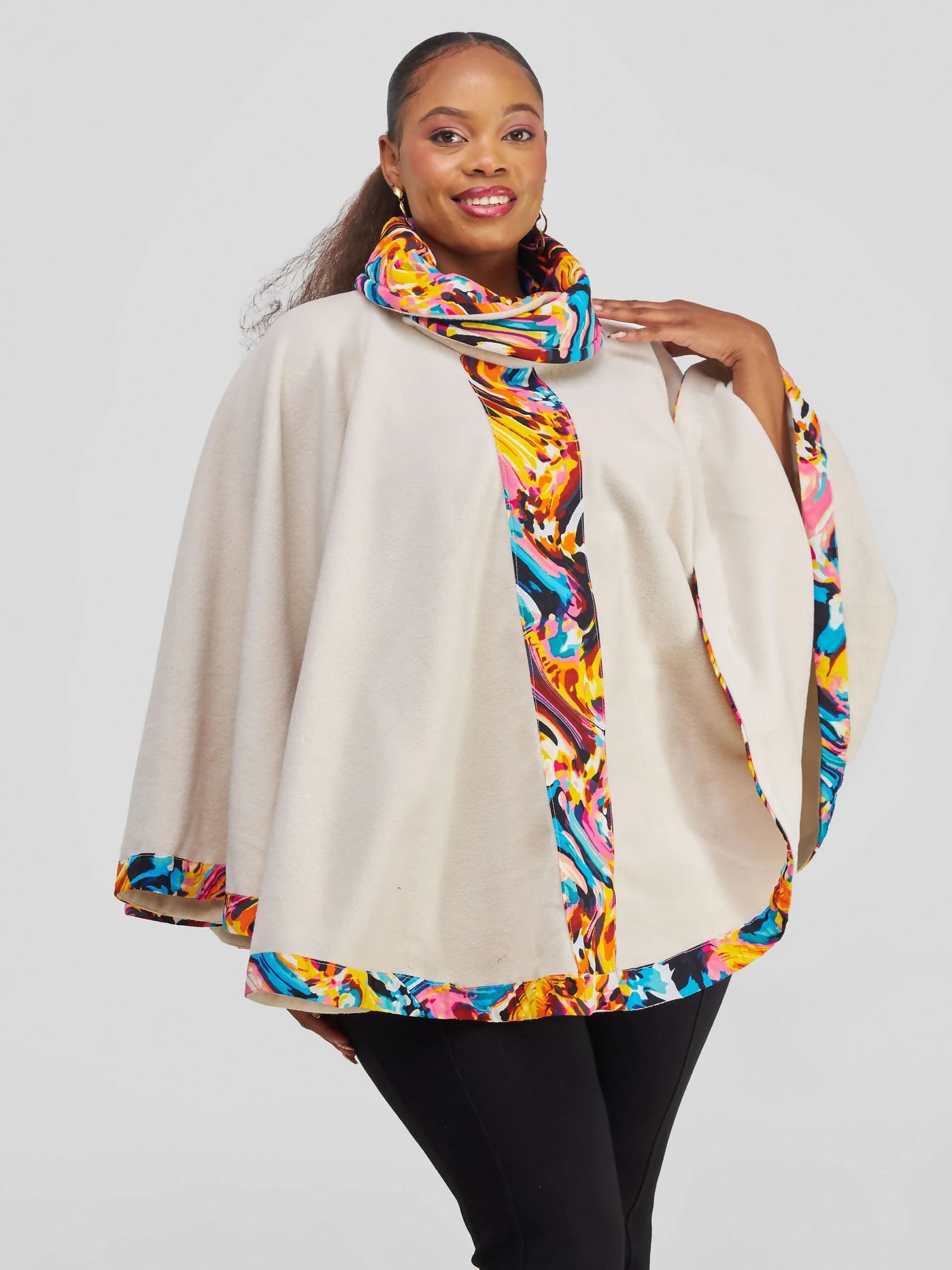 Rafiki Threads Vibe Turtle Neck Poncho - Beige