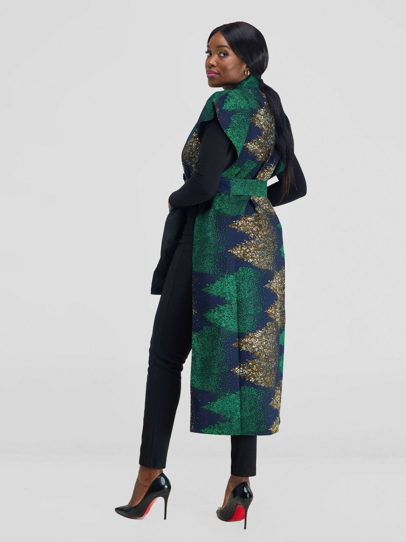 Simbaress Mkuu Midi Kimono - Green / Black / Blue - Shopzetu