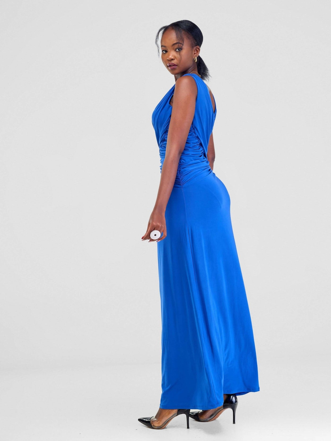Miss Kerre Fashions Criss Cross Ruched Top Kdk Dress - Blue - Shopzetu