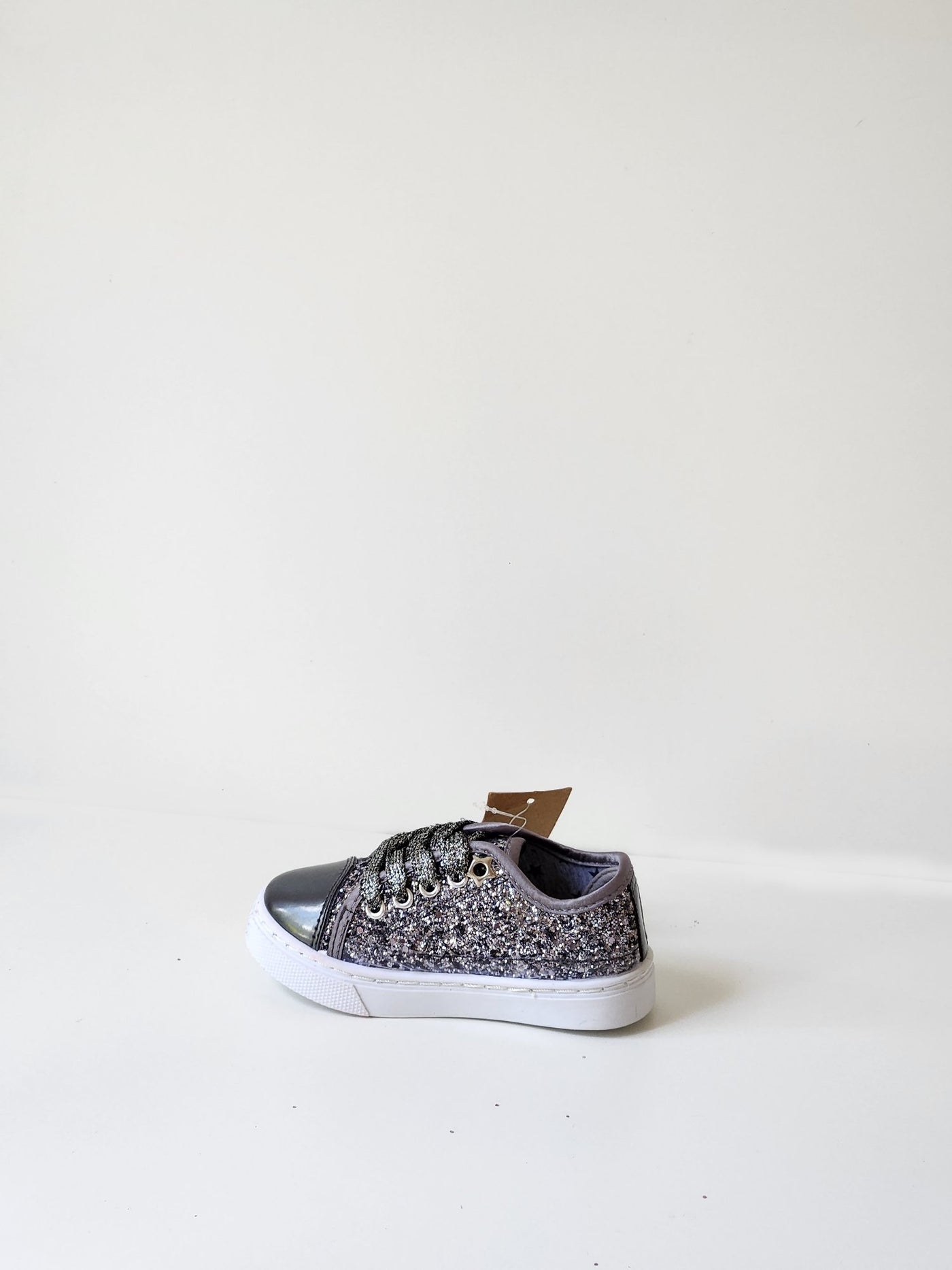 Girls Glitter Trainers Shoes - Grey - Shopzetu