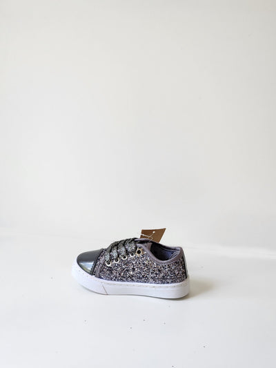 Girls Glitter Trainers Shoes - Grey - Shopzetu