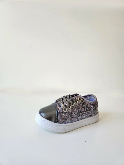 Girls Glitter Trainers Shoes - Grey - Shopzetu