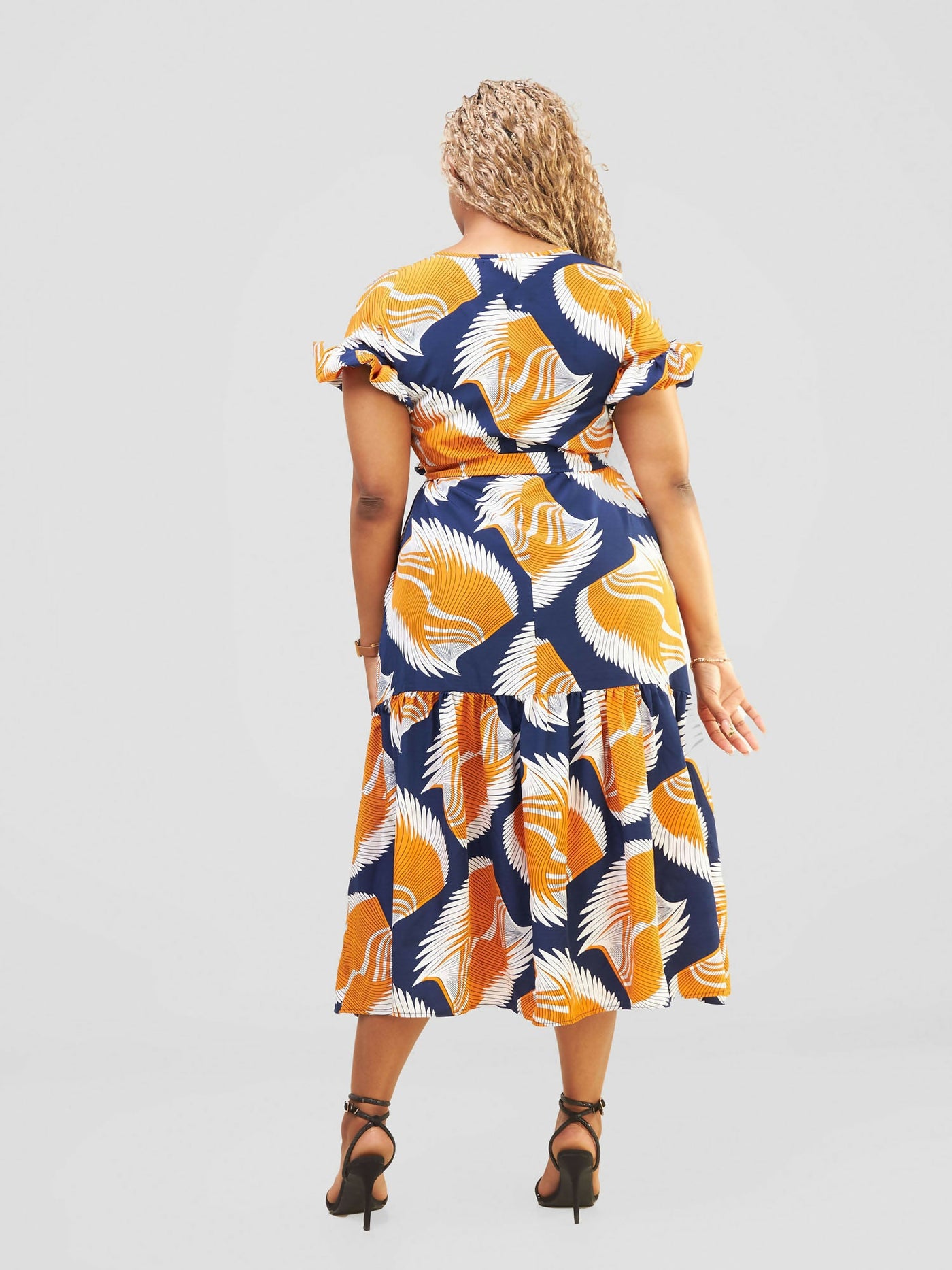 Lizola Elora Maxi Dress - Navy Blue / Orange / White - Shopzetu