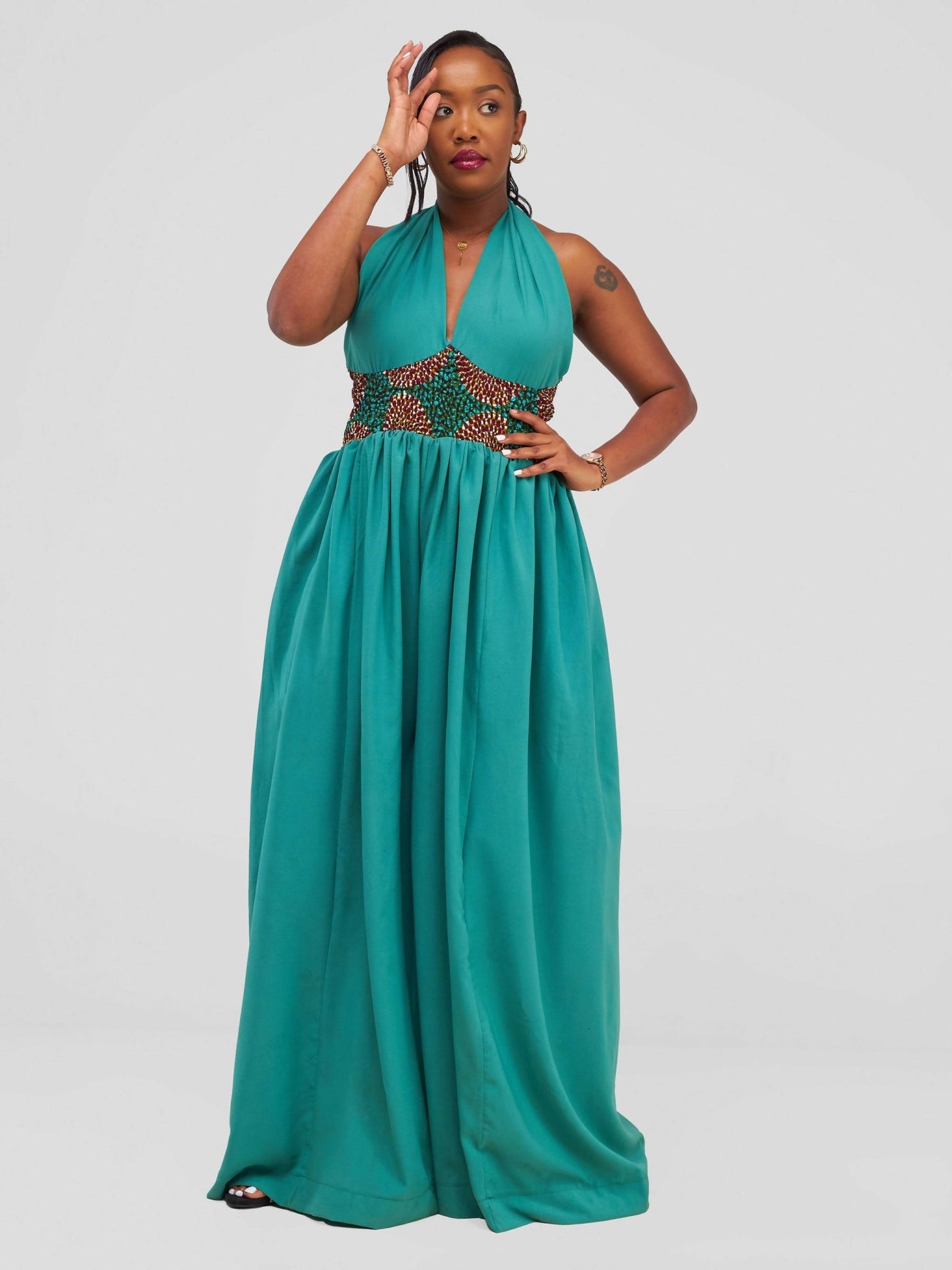 Nefpatra Africa Haley Jumpsuit - Turquoise - Shopzetu