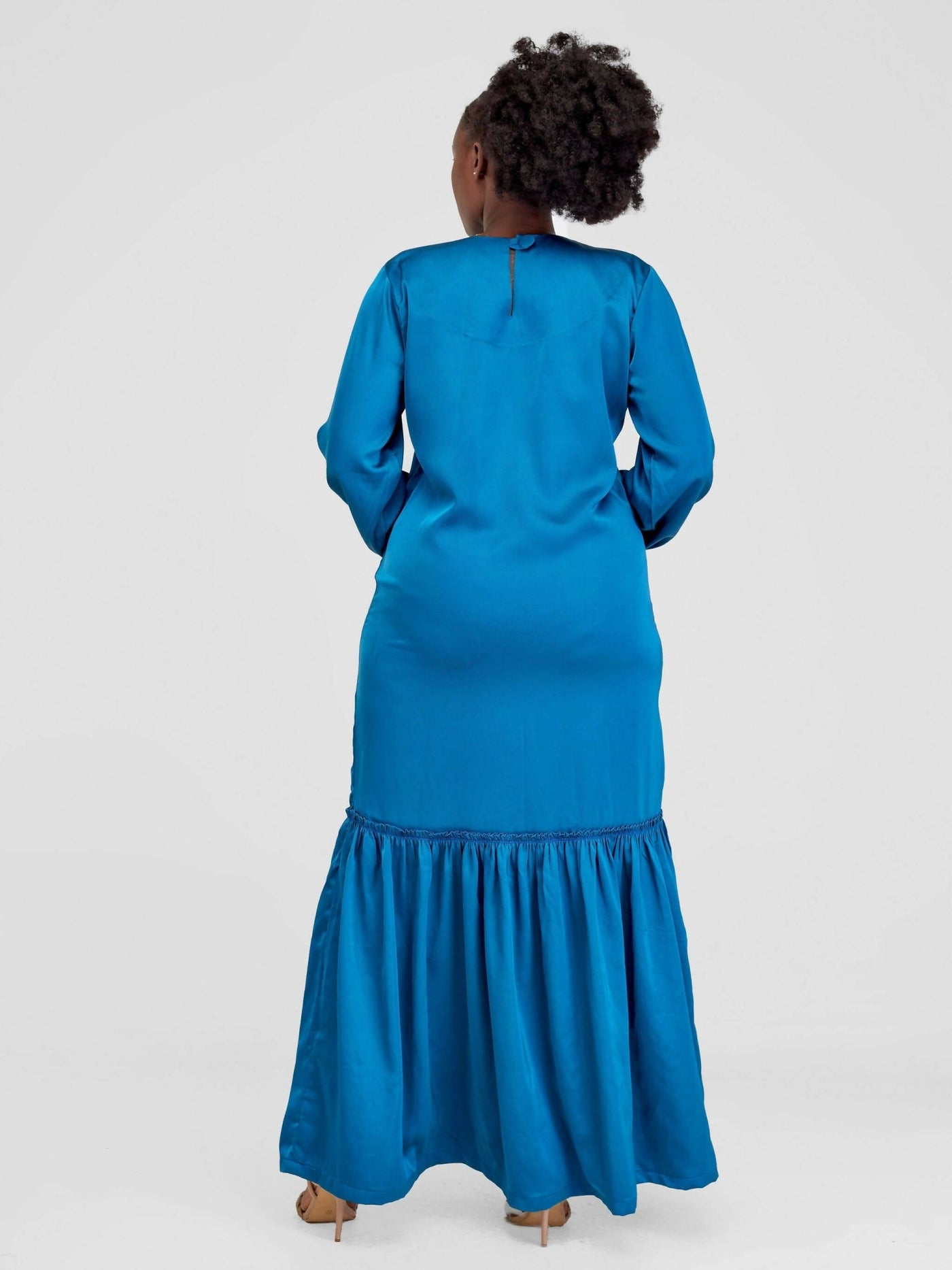 Afafla Flounce Maxi Dress - Blue - Shopzetu