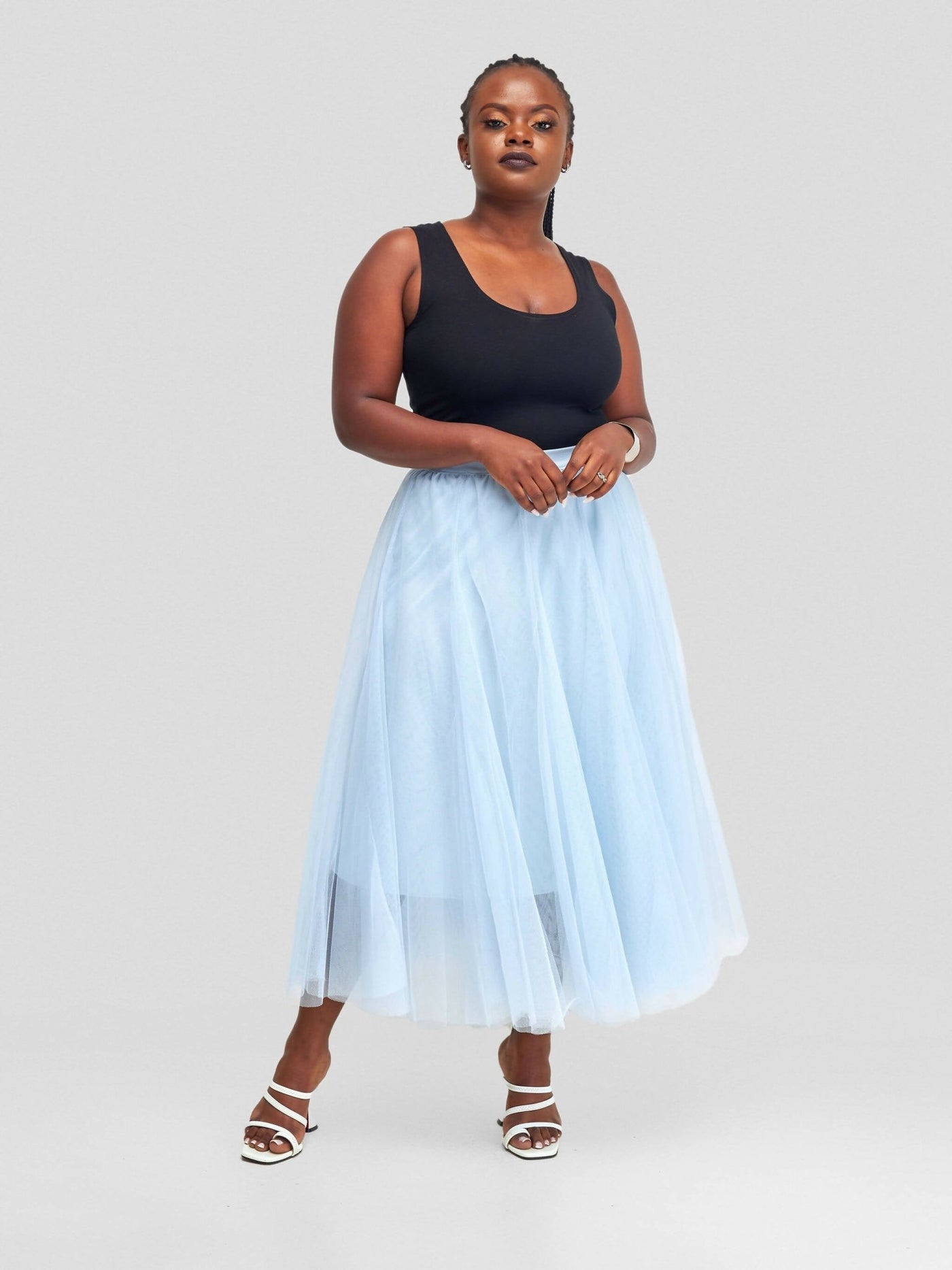 Fauza Design Tulle Skirt - Light Blue - Shopzetu