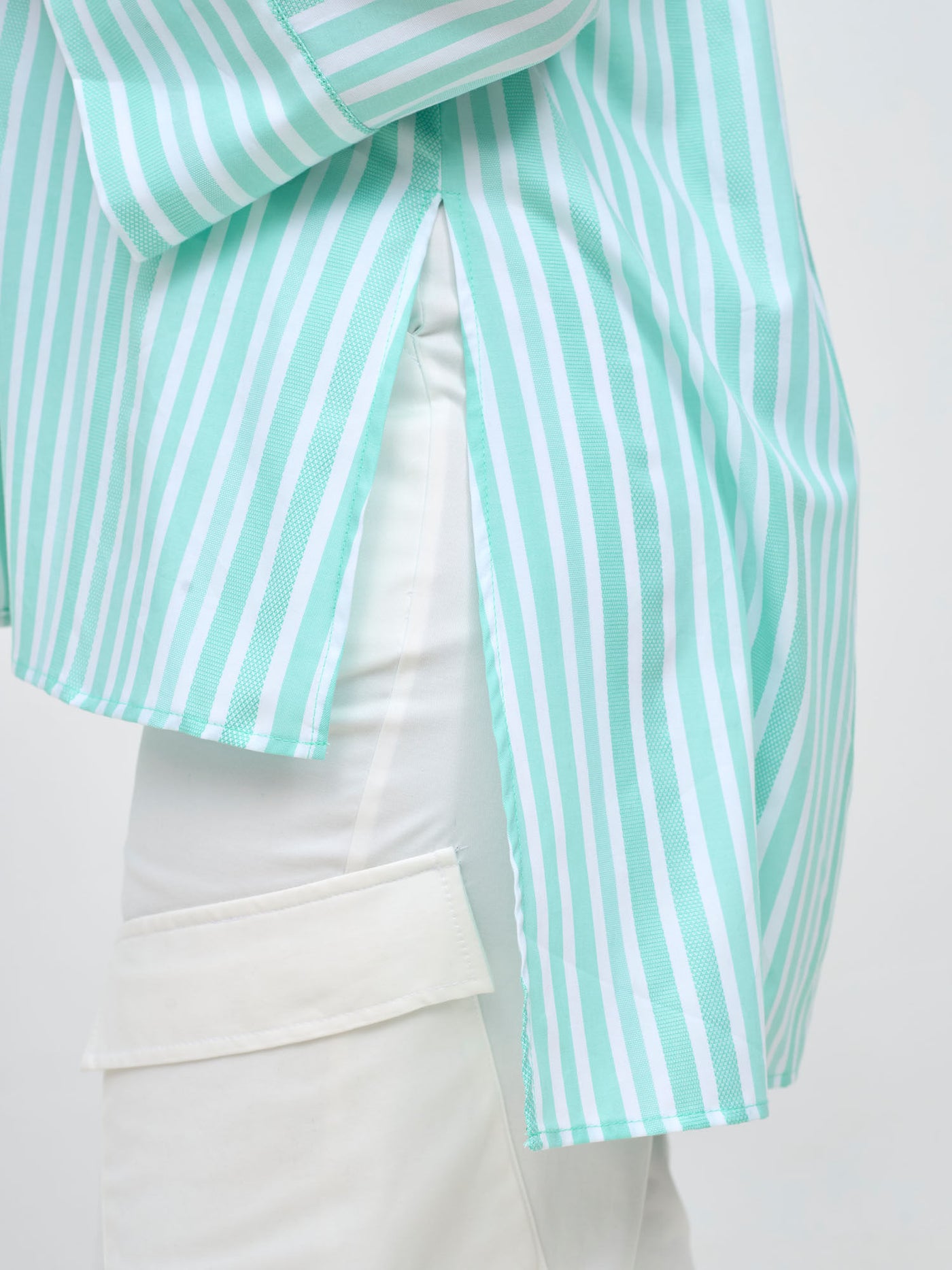 Safari Mansi Hi-Low Shirt - Green Stripes