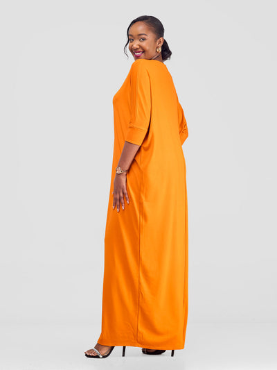 Basic Dolman Maxi Dress - Light Orange