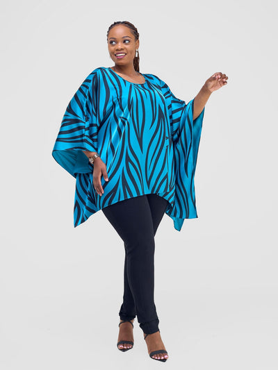 Vivo Ayana Wide Top - Teal / Black Ameli Print - Shopzetu