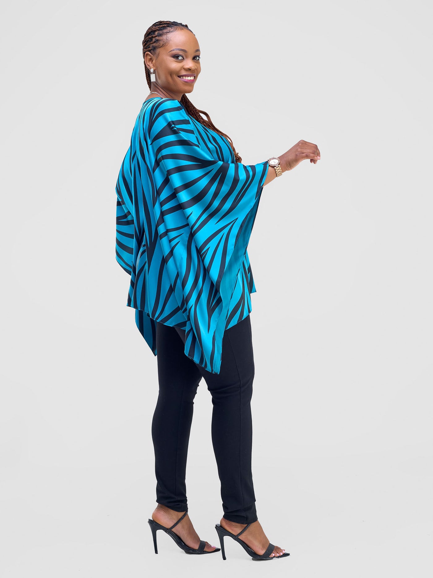 Vivo Ayana Wide Top - Teal / Black Ameli Print