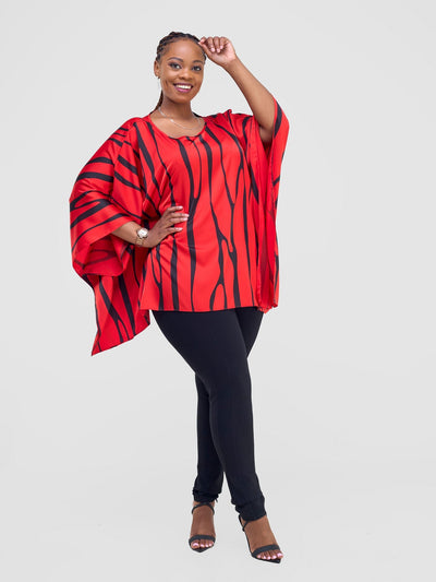 Vivo Ayana Wide Top - Red / Black Sidi L Print - Shopzetu