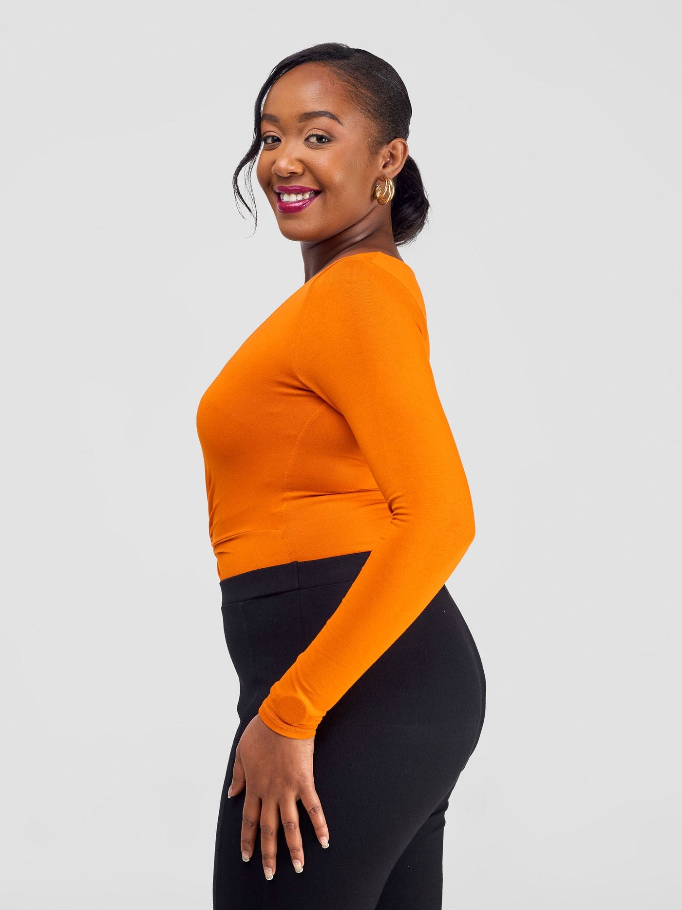 Vivo Hamle Front Twist Bodysuit - Orange - Shopzetu