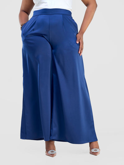 Amai Side Slit Pants - Navy