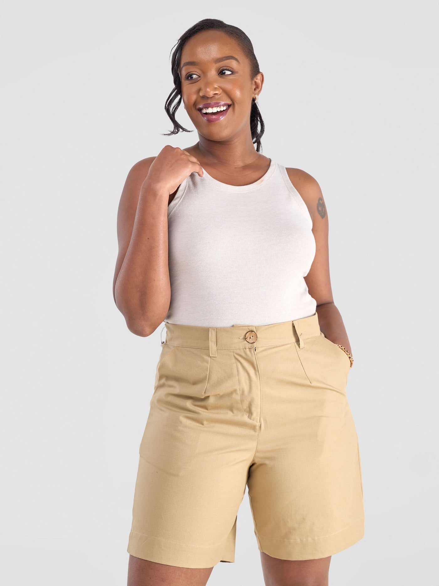 Safari Kamari Ribbed Top - Beige