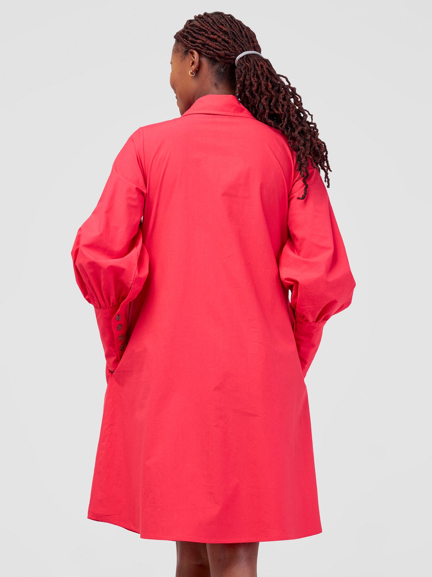 Safari Hawi Bishop Sleeve Tent Shirt Dress - Pink