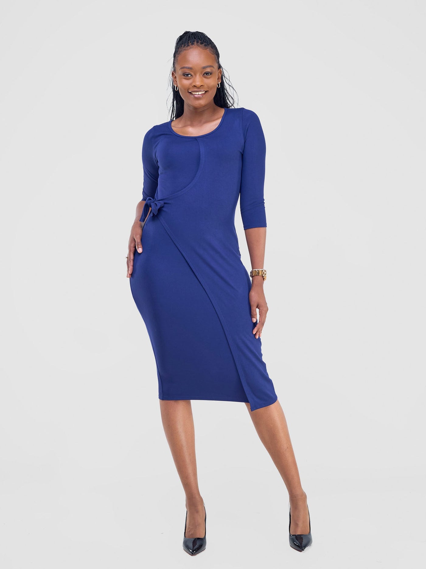 Vivo Hamle Side Twist Tie Bodycon - Navy