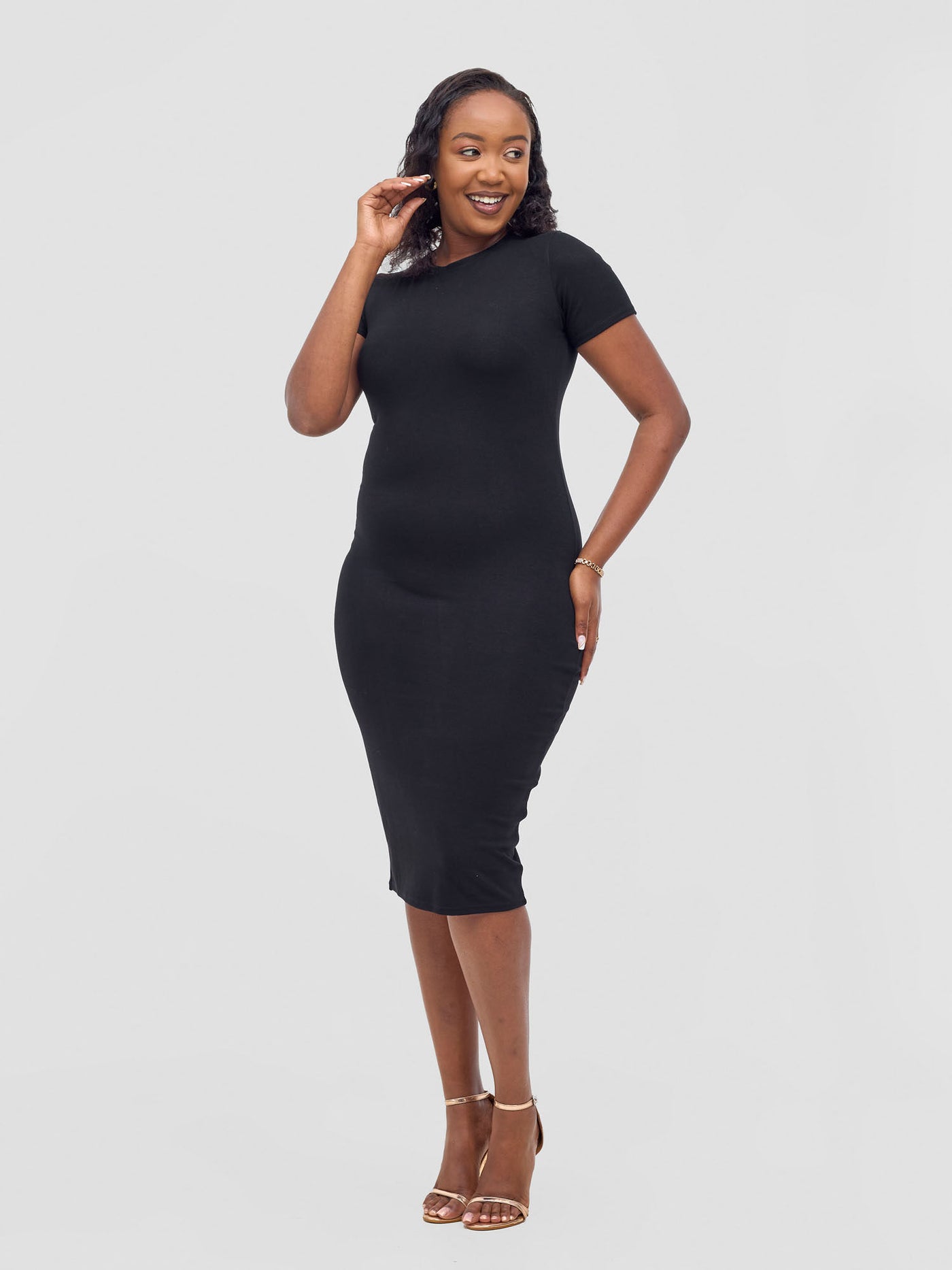 Leila Short Sleeve Bodycon - Black