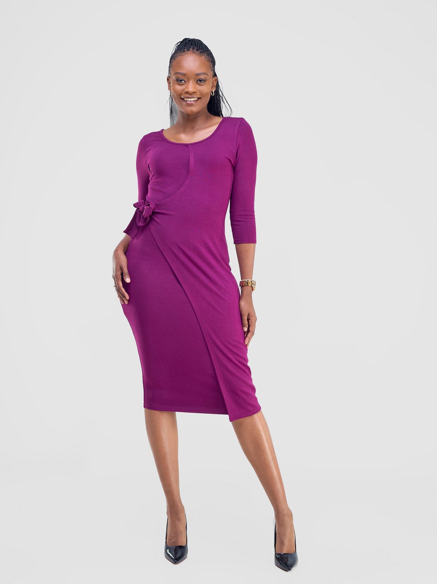 Vivo Hamle Side Twist Tie Bodycon - Burgundy