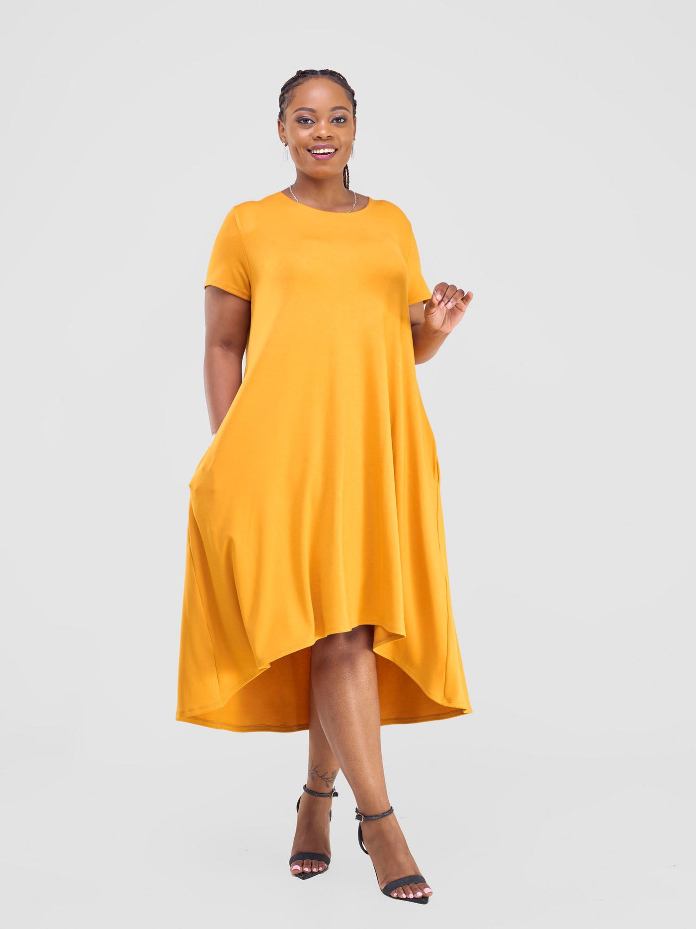 Safiya Back Pleat Dress - Mustard