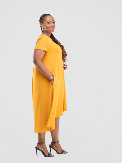 Safiya Back Pleat Dress - Mustard