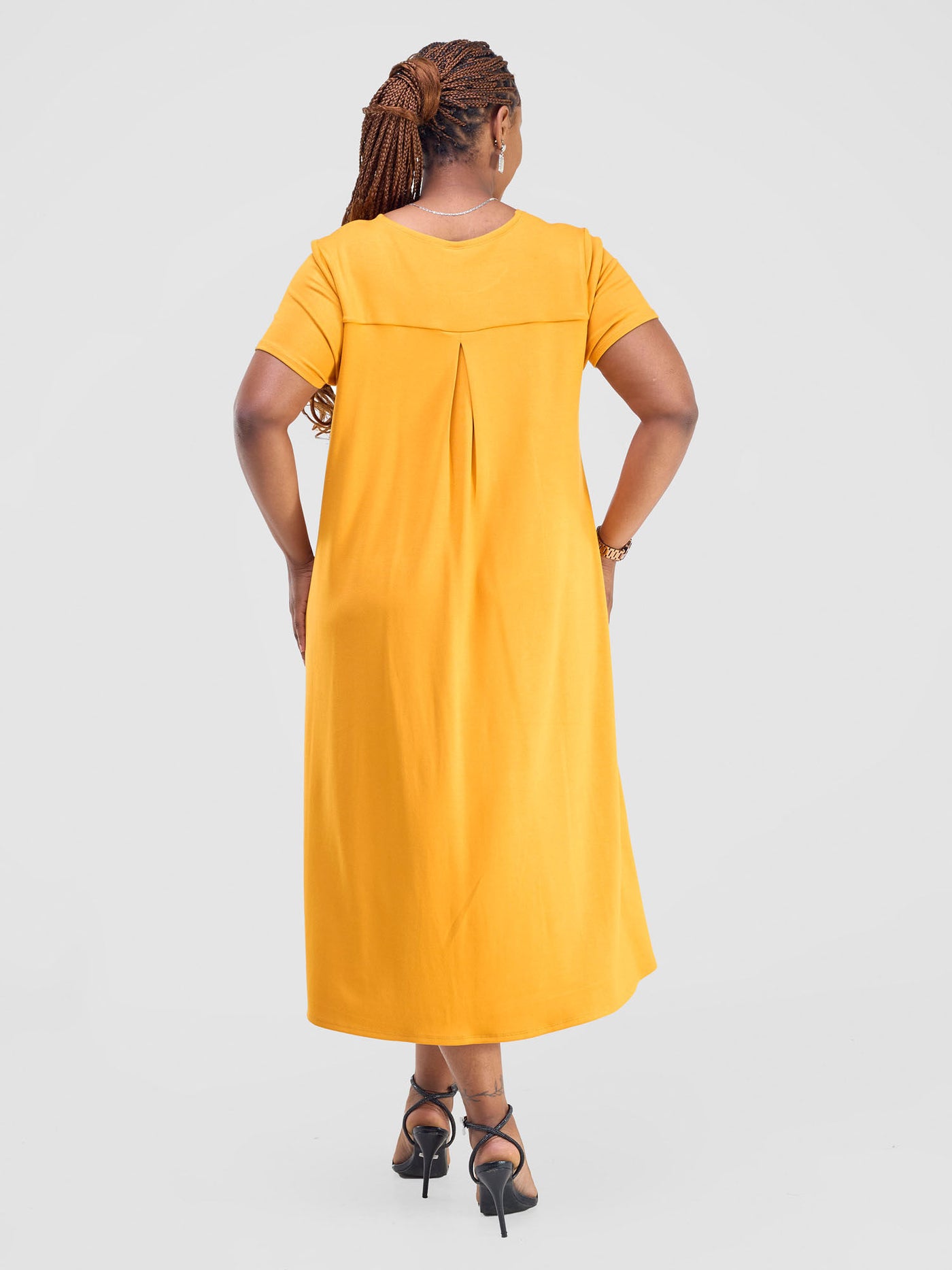 Safiya Back Pleat Dress - Mustard