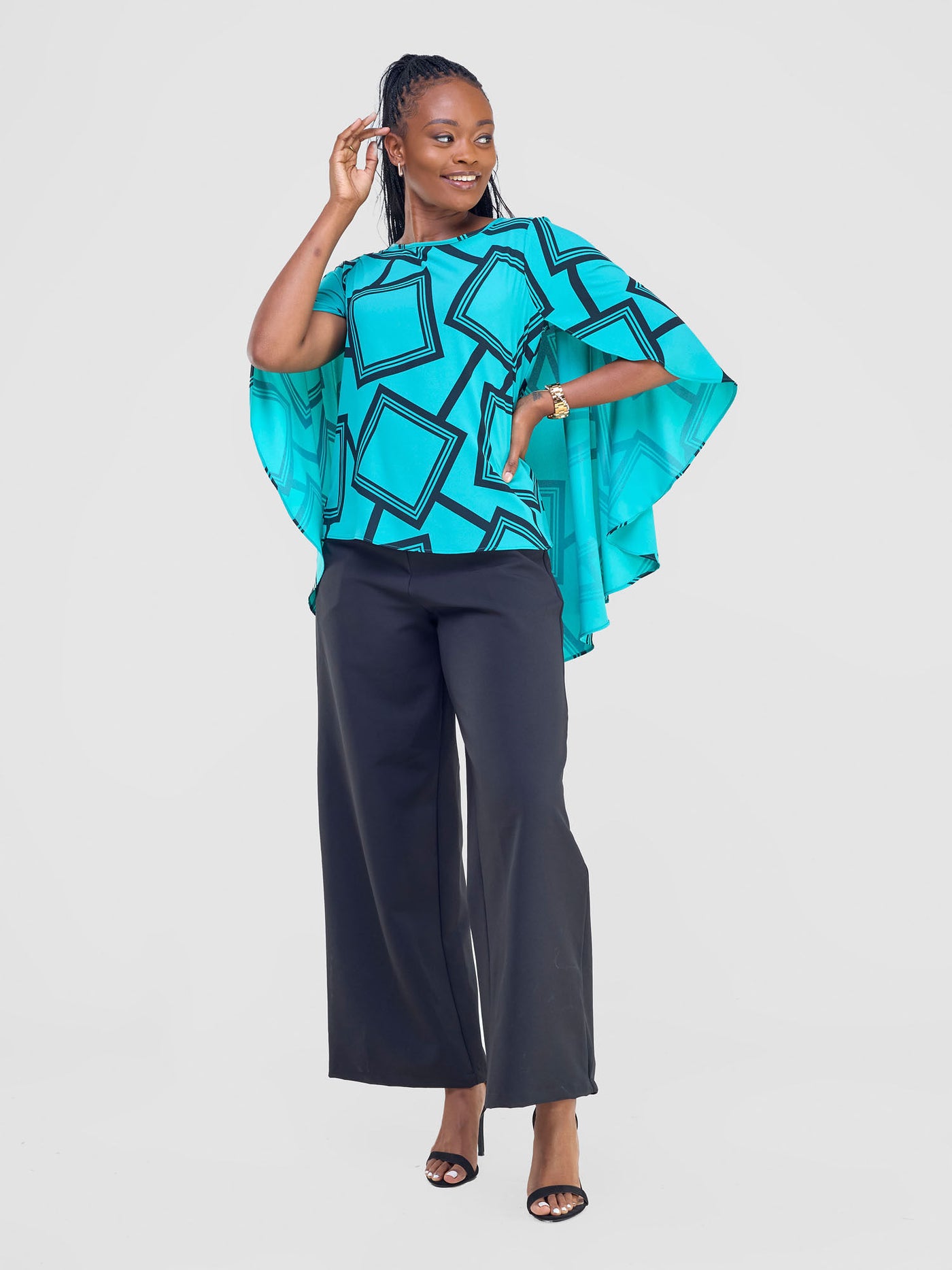 Vivo Amai Cape Top - Teal / Black - Shopzetu