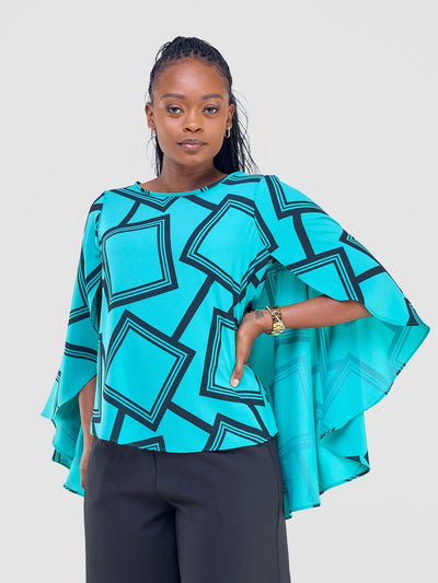 Vivo Amai Cape Top - Teal / Black - Shopzetu