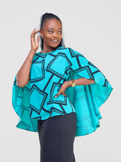 Vivo Amai Cape Top - Teal / Black - Shopzetu