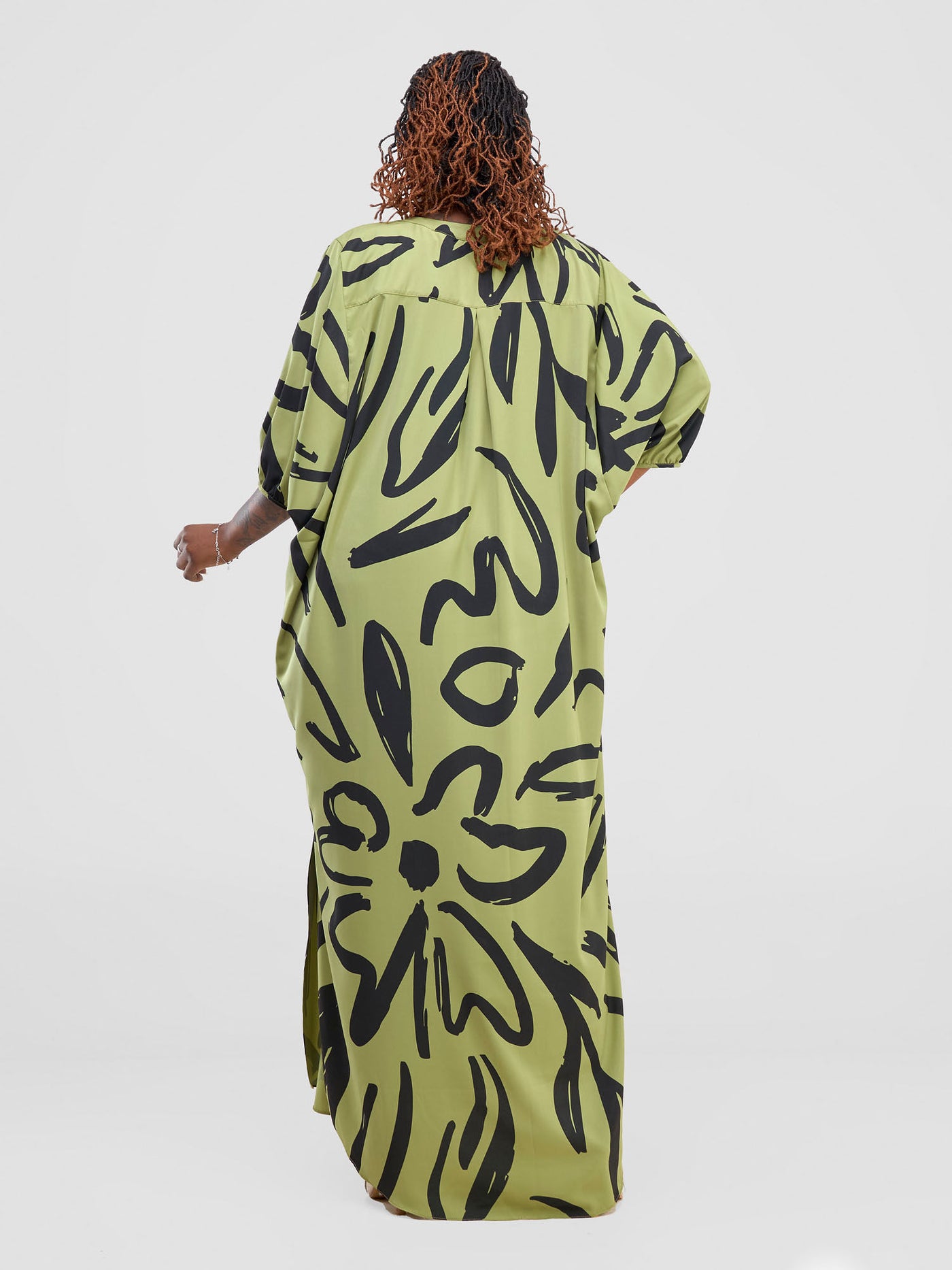 Vivo Chesi Dolman Maxi Dress - Olive / Black Hesi Print