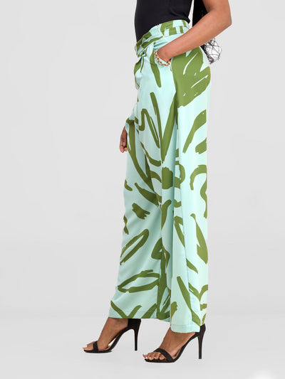 Vivo Chesi Wide Leg Pants - Mint / Hunters Green Hesi Print