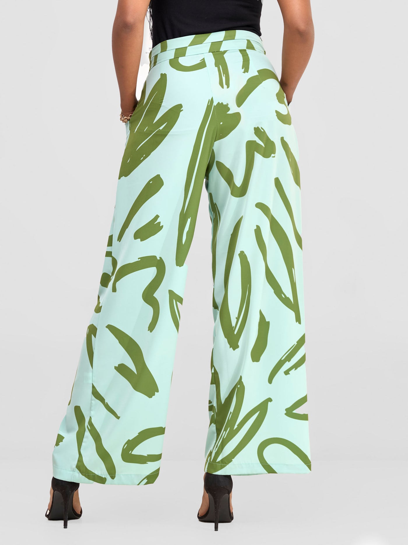 Vivo Chesi Wide Leg Pants - Mint / Hunters Green Hesi Print