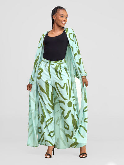 Vivo Chesi Wide Leg Pants - Mint / Hunters Green Hesi Print